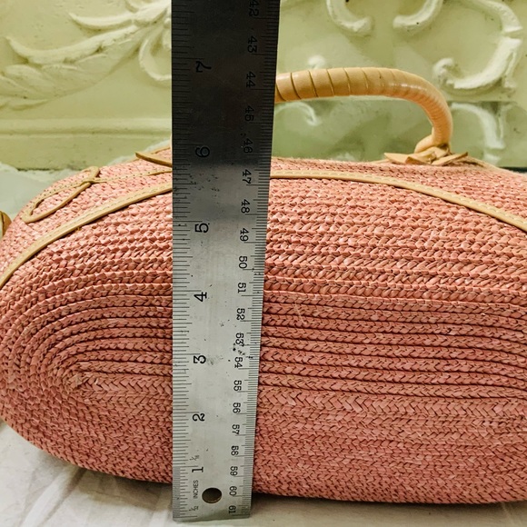 Pink Leather Trim Straw Bag - Picture 8 of 10